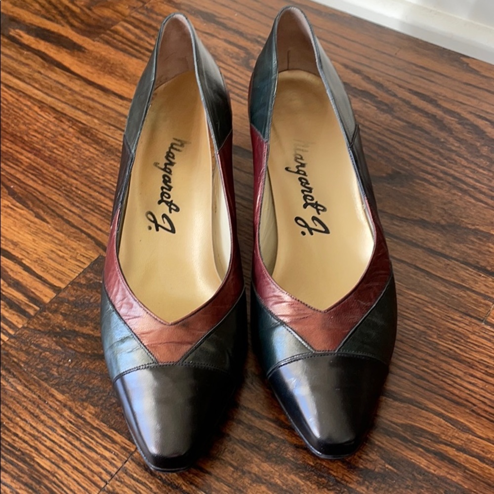 Vintage Margaret J Leather Black/Green/Brown Pumps